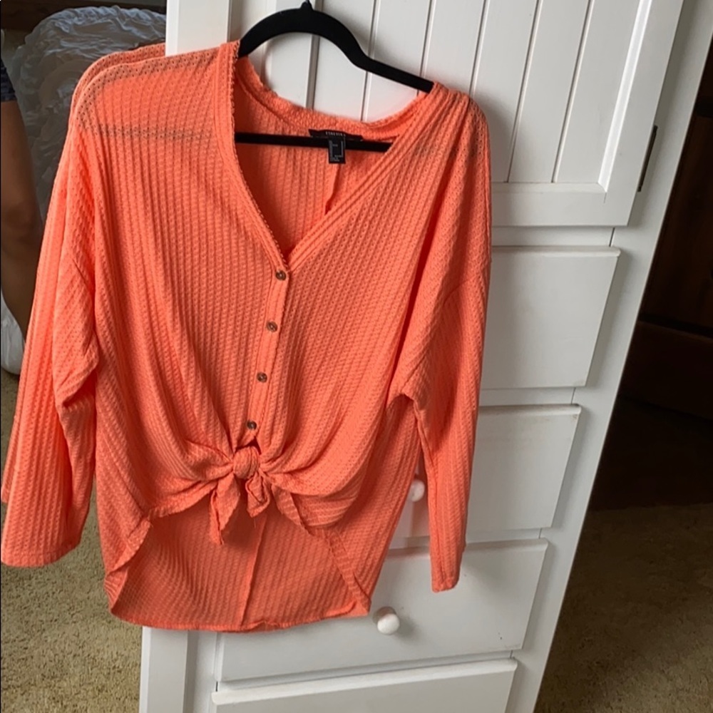 Coral Tie Front Tee